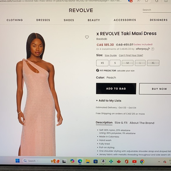 Revolve Taki Maxi Dress, One Shoulder Split - Picture 5 of 7